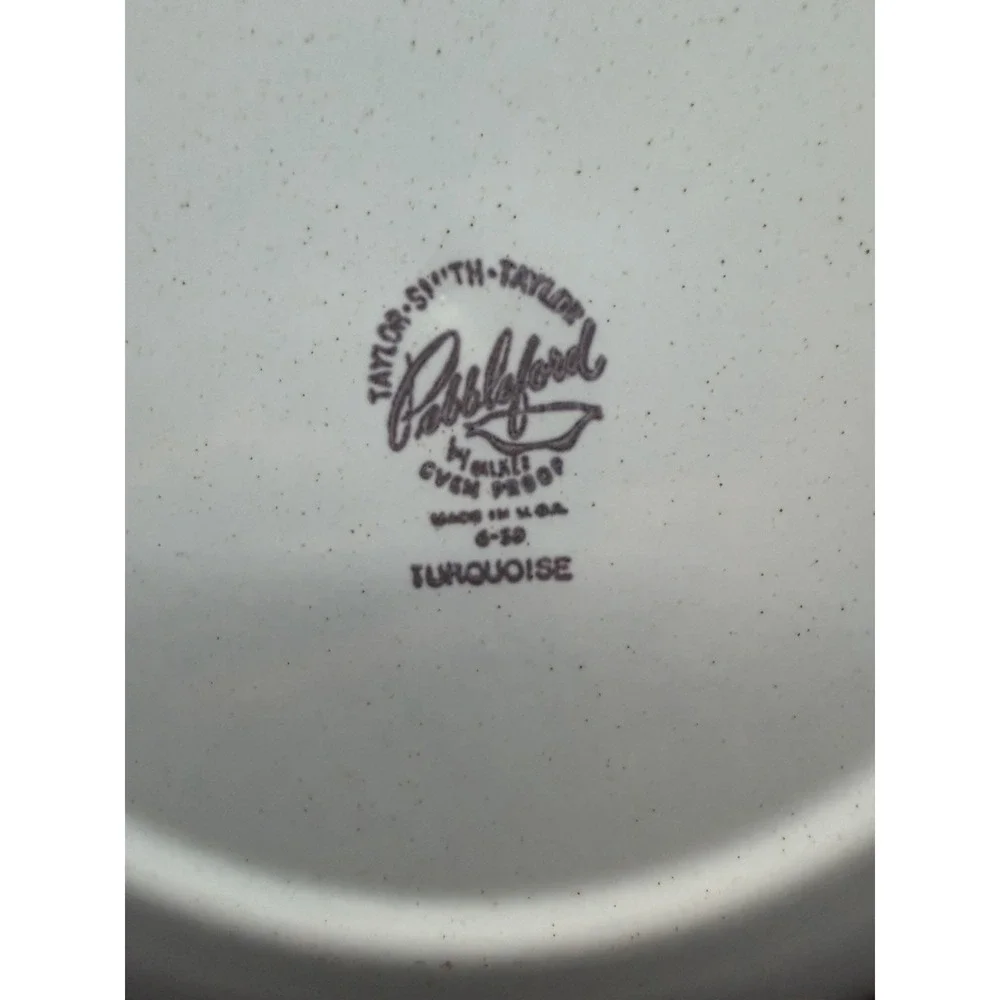 Vintage 1960 Taylor Smith Taylor Calendar Plate Pebbleford Turquoise 10